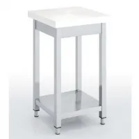 Billot boucherie en polyéthylène blanc 500x500 mm avec étagère inox - Eratos - PC50-100 Billot boucherie en polyéthylène blanc 500x500 mm avec étagère inox - Eratos - PC50-100