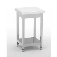 Billot boucherie avec étagère en inox, plan polyéthylène blanche 50 mm épais 500x500 mm - Eratos - PC50-50 Billot boucherie avec étagère en inox, plan polyéthylène blanche 50 mm épais 500x500 mm - Eratos - PC50-50