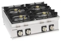 Plaque de cuisson gaz 4 feux SUPER vifs 28,8 kW à poser - Tecnoinox - PCH8SG7