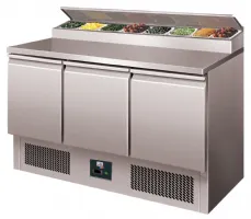 Table réfrigérée à sandwiches inox 3 portes GN 1/1, couvercle inox 8 GN 1/6-150, +2/+8°C - l2g - PS300 - L2G - PS300 Table réfrigérée à sandwiches inox 3 portes GN 1/1, couvercle inox 8 GN 1/6-150, +2/+8°C - l2g - PS300 - L2G - PS300