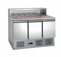 Meuble à pizza positif 3 portes avec saladette 8 bacs gn1/6 au dessus - 400 litres - L2g - PS903 Meuble à pizza positif 3 portes avec saladette 8 bacs gn1/6 au dessus - 400 litres - L2g - PS903