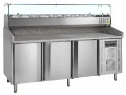 Meuble à pizzas table avec module pour garniture - Tefcold - PT1300 + GVC38-200