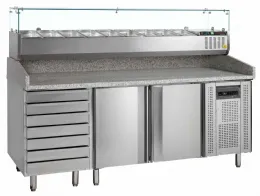 Meuble à pizzas table avec module pour garniture - Tefcold - PT1310 + GVC38-200 Meuble à pizzas table avec module pour garniture - Tefcold - PT1310 + GVC38-200