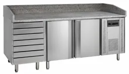 Table à pizza avec 2 portes pleines positif inox 370 L +2 à +10 °C - Tefcold - PT1310 Table à pizza avec 2 portes pleines positif inox 370 L +2 à +10 °C - Tefcold - PT1310