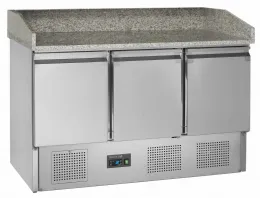 Meuble à pizzas comptoir GN1/1 avec plan de travail en granite et 3 portes - Tefcold - PT1365 Meuble à pizzas comptoir GN1/1 avec plan de travail en granite et 3 portes - Tefcold - PT1365