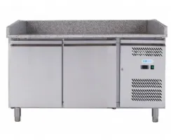 Meuble à pizzas dessus granit et dosseret +2/+10°c avec 2 portes 600x400mm - L2g - PZ2600TN Meuble à pizzas dessus granit et dosseret +2/+10°c avec 2 portes 600x400mm - L2g - PZ2600TN