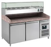 Meuble à pizza réfrigéré dessus granit 2 portes 600x400 mm, vitrine à ingrédients 5 gn 1/3 + 1 gn 1/2, +2/+8°c - l2g - pz2600tn-vrx380 - L2g - PZ2600TN-VRX380 Meuble à pizza réfrigéré dessus granit 2 portes 600x400 mm, vitrine à ingrédients 5 gn 1/3 + 1 gn 1/2, +2/+8°c - l2g - pz2600tn-vrx380 - L2g - PZ2600TN-VRX380