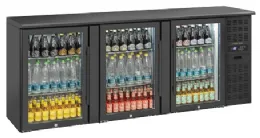 Arrière-bar réfrigéré 3 portes vitrées à charnières 500 L +2/+8°C - Coolhead - QBG 300