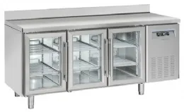 Table réfrigérée positive 3 portes vitrées avec dosseret 400 L - Coolhead - QRG 3200