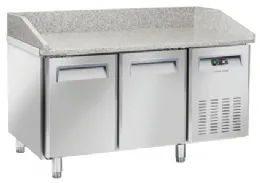 Meuble à pizza réfrigéré dessus granit avec dosseret 200 mm +2/+8°C - Coolhead - QZ 20