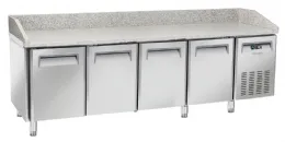 Meuble à pizza réfrigéré professionnel dessus granit pour plateaux 600x400 mm +2/+8°C - Coolhead - QZ 40 Meuble à pizza réfrigéré professionnel dessus granit pour plateaux 600x400 mm +2/+8°C - Coolhead - QZ 40