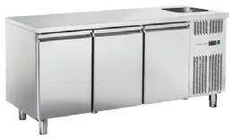 Table réfrigérée positive 3 portes pleines avec évier 460 L - Coolhead - RC 3100LV