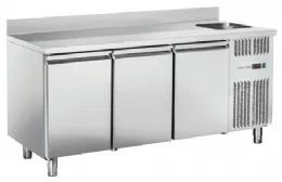 Table réfrigérée positive 3 portes pleines avec évier et dosseret 460 l - coolhead - rc 3200lv - Cool Head Italie - RC 3200LV
