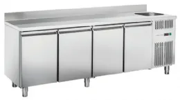 Table réfrigérée positive 4 portes pleines avec évier et dosseret 630 L - Coolhead - RC 4200LV Table réfrigérée positive 4 portes pleines avec évier et dosseret 630 L - Coolhead - RC 4200LV