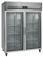 Réfrigérateur vertical GN2/1 - 2 portes vitrées inox 1325 L +2 à +10 °C - Tefcold - RK1420G