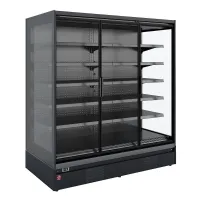 Meuble réfrigéré libre-service noir 6 portes battantes positif - Diamond Promo - RNP39-U5