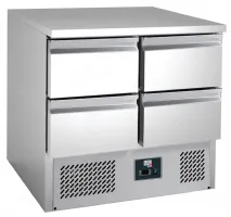 Saladette réfrigérée inox centrale dessus fixe, 4 tiroirs GN 1/1, 220 L, 0/+10°C - l2g - S901-4D Saladette réfrigérée inox centrale dessus fixe, 4 tiroirs GN 1/1, 220 L, 0/+10°C - l2g - S901-4D