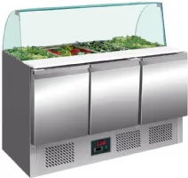 Saladette réfrigérée inox avec vitre 3 portes - 368 litres - L2g - S903CG Saladette réfrigérée inox avec vitre 3 portes - 368 litres - L2g - S903CG