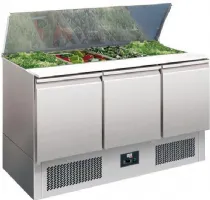 Saladette réfrigérée inox 3 portes GN 1/1, couvercle télescopique, capacité 4 GN 1/1, +2/+8°C - l2g - S903STD Saladette réfrigérée inox 3 portes GN 1/1, couvercle télescopique, capacité 4 GN 1/1, +2/+8°C - l2g - S903STD