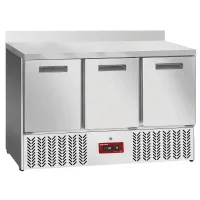 Table frigorifique professionnelle 3 portes GN 1/1 positive avec dosseret - Diamond Promo - SA36/X3D Table frigorifique professionnelle 3 portes GN 1/1 positive avec dosseret - Diamond Promo - SA36/X3D