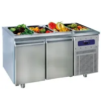 Saladette réfrigérée avec 2 portes pleines gn 1/1, 4x gn 1/1 h=150 mm positive - virtus - saladbar2 - Virtus group - SALADBAR2