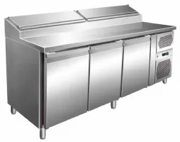 Table réfrigérée à sandwiches inox 3 portes GN 1/1, 2 couvercles inox, 8 GN 1/3, 417 L, +2/+8°C - l2g - SH3000/700 Table réfrigérée à sandwiches inox 3 portes GN 1/1, 2 couvercles inox, 8 GN 1/3, 417 L, +2/+8°C - l2g - SH3000/700