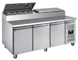 Table réfrigérée à sandwiches inox 3 portes 600x400 mm, 2 couvercles inox, 10 GN 1/3, 580 L, +2/+8°C - l2g - SH3000/800 Table réfrigérée à sandwiches inox 3 portes 600x400 mm, 2 couvercles inox, 10 GN 1/3, 580 L, +2/+8°C - l2g - SH3000/800