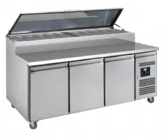 Table sandwicherie réfrigérée avec saladette au dessus +2/ +8°c 3 portes 400x600 mm - 580 litres - L2g - SHG3000/800 Table sandwicherie réfrigérée avec saladette au dessus +2/ +8°c 3 portes 400x600 mm - 580 litres - L2g - SHG3000/800