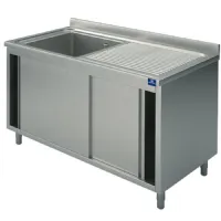 Plonge inox 1 bac sur armoire égouttoir à droite et portes coulissantes, 1000x700x850 mm - virtus - sla1gd1007 - Virtus group - SLA1GD1007 Plonge inox 1 bac sur armoire égouttoir à droite et portes coulissantes, 1000x700x850 mm - virtus - sla1gd1007 - Virtus group - SLA1GD1007
