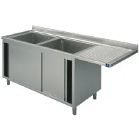 Plonge inox 1 sur armoire avec portes coulissantes, place pour lave-vaisselle, 2 bacs à gauche, 1800x600x850 mm - virtus - sla2ld1806 - Virtus group - SLA2LD1806 Plonge inox 1 sur armoire avec portes coulissantes, place pour lave-vaisselle, 2 bacs à gauche, 1800x600x850 mm - virtus - sla2ld1806 - Virtus group - SLA2LD1806