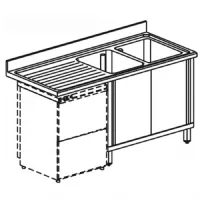 Plonge inox 1 sur armoire avec portes coulissantes, place pour lave-vaisselle, 2 bacs à droite, 1600x600x850 mm - virtus - sla2ls1606 - Virtus group - SLA2LS1606 Plonge inox 1 sur armoire avec portes coulissantes, place pour lave-vaisselle, 2 bacs à droite, 1600x600x850 mm - virtus - sla2ls1606 - Virtus group - SLA2LS1606