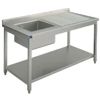 Plonge inox 1 bac avec plateau d'égouttage à droite sur piètement avec étagère inférieure 1400x600 mm - virtus - slg1gd1456 - Virtus group - SLG1GD1456 Plonge inox 1 bac avec plateau d'égouttage à droite sur piètement avec étagère inférieure 1400x600 mm - virtus - slg1gd1456 - Virtus group - SLG1GD1456