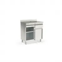 Meuble Bas de Rangement Inox AISI-304 dosseret 100 mm, 1 porte, 1 tiroir neutre et 1 étagère - Coreco - SMC-100-S Meuble Bas de Rangement Inox AISI-304 dosseret 100 mm, 1 porte, 1 tiroir neutre et 1 étagère - Coreco - SMC-100-S