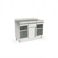 Meuble Bas de Rangement Inox AISI-304 dosseret 100 mm, 1 porte, 1 trémie café et 2 tiroirs - Coreco - SMC-150-S Meuble Bas de Rangement Inox AISI-304 dosseret 100 mm, 1 porte, 1 trémie café et 2 tiroirs - Coreco - SMC-150-S