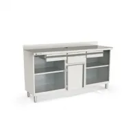 Photo 1 - Meuble bas de rangement inox aisi-304 dosseret 100 mm, 1 porte, 1 trémie café et 2 tiroirs neutres - coreco - smc-200-s - Coreco - SMC-200-S