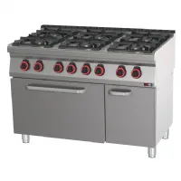 Cuisinière de restauration 6 feux 4x6kW + 2x3,5kW ECO sur four électrique statique GN 2/1 Cuisinière de restauration 6 feux 4x6kW + 2x3,5kW ECO sur four électrique statique GN 2/1