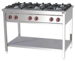 Cuisinière professionnelle Fourneau sur placard ouvert à gaz 6 feux 36 kW - Redfox - SPF 120 G Cuisinière professionnelle Fourneau sur placard ouvert à gaz 6 feux 36 kW - Redfox - SPF 120 G