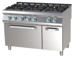 Fourneau à gaz sur four 6 feux 48 kw - rm gastro - spst 7120/21 g - Rm gastro - SPST 7120/21 G