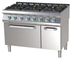 Fourneau statique à gaz sur four 6 feux 42 kw - rm gastro - spst 7120/21 ge - Rm gastro - SPST 7120/21 GE