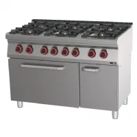 Cuisinière de restauration 6 feux 4x7,5kW + 2x4,5kW sur four électrique statique GN 2/1 Cuisinière de restauration 6 feux 4x7,5kW + 2x4,5kW sur four électrique statique GN 2/1