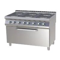 Cuisinière de restauration professionnelle électrique 6 feux ronds 2,6kw sur grand four statique gn3/1 - Rm gastro - SPT 7120/31 E