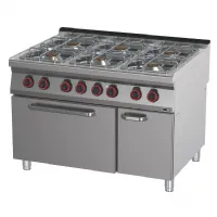 Fourneau pour cuisines professionnelles à gaz  6 feux 4x8kw + 5kw + 3,5kw sur four électrique 2/1 - Redfox - SPT 90/120-21GE