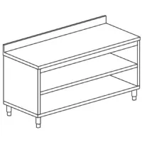 Meuble bas de rangement inox avec dosseret, ouvert, 900x600x850 mm - virtus - stfa69 - Virtus group - STFA69