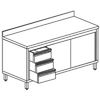 Meuble bas de rangement inox avec bloc tiroir à gauche, 2 portes battantes et dosseret, 1200x600 mm - virtus - stnac3s60121 - Virtus group - STNAC3S60121 Meuble bas de rangement inox avec bloc tiroir à gauche, 2 portes battantes et dosseret, 1200x600 mm - virtus - stnac3s60121 - Virtus group - STNAC3S60121