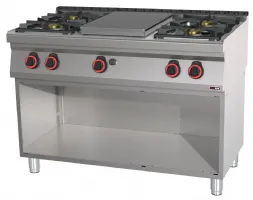 Fourneau plaque coup de feu sur placard ouvert à gaz 5 feux 36,1 kW - Redfox - STP 70/120 G