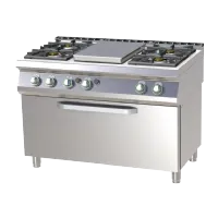 Cuisinière de restauration professionnelle à gaz 1 coup de feu + 4 feux classiques sur grand four à gaz gn3/1 - Rm gastro - STPST 7120/31 G Cuisinière de restauration professionnelle à gaz 1 coup de feu + 4 feux classiques sur grand four à gaz gn3/1 - Rm gastro - STPST 7120/31 G