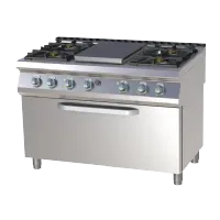 Cuisinière de restauration professionnelle à gaz 1 coup de feu + 4 feux classiques sur grand four électrique gn3/1 - Rm gastro - STPST 7120/31 GE