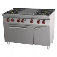 Cuisinière coup de feu à gaz de restauration 4 feux sur four électrique statique gn 2/1 - REDFOX - STPT 7/12 21GE Cuisinière coup de feu à gaz de restauration 4 feux sur four électrique statique gn 2/1 - REDFOX - STPT 7/12 21GE