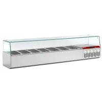Structure réfrigérée avec vitre droite capacité 6 bacs GN1/4 et 1 bac GN1/9 positive - Diamond Promo - SX160G/PP9