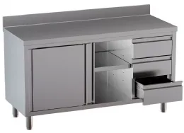 Table armoire 2 portes coulissantes, 3 tiroirs avec dosseret arrière - Diamond - TA167CDD-SA3 Table armoire 2 portes coulissantes, 3 tiroirs avec dosseret arrière - Diamond - TA167CDD-SA3